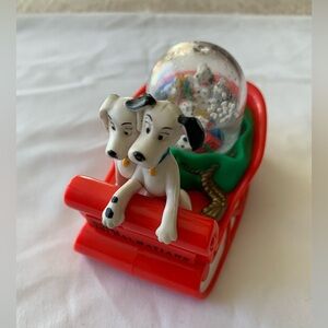 Disney 1996 101 Dalmatians Snow Globe with Red Sled